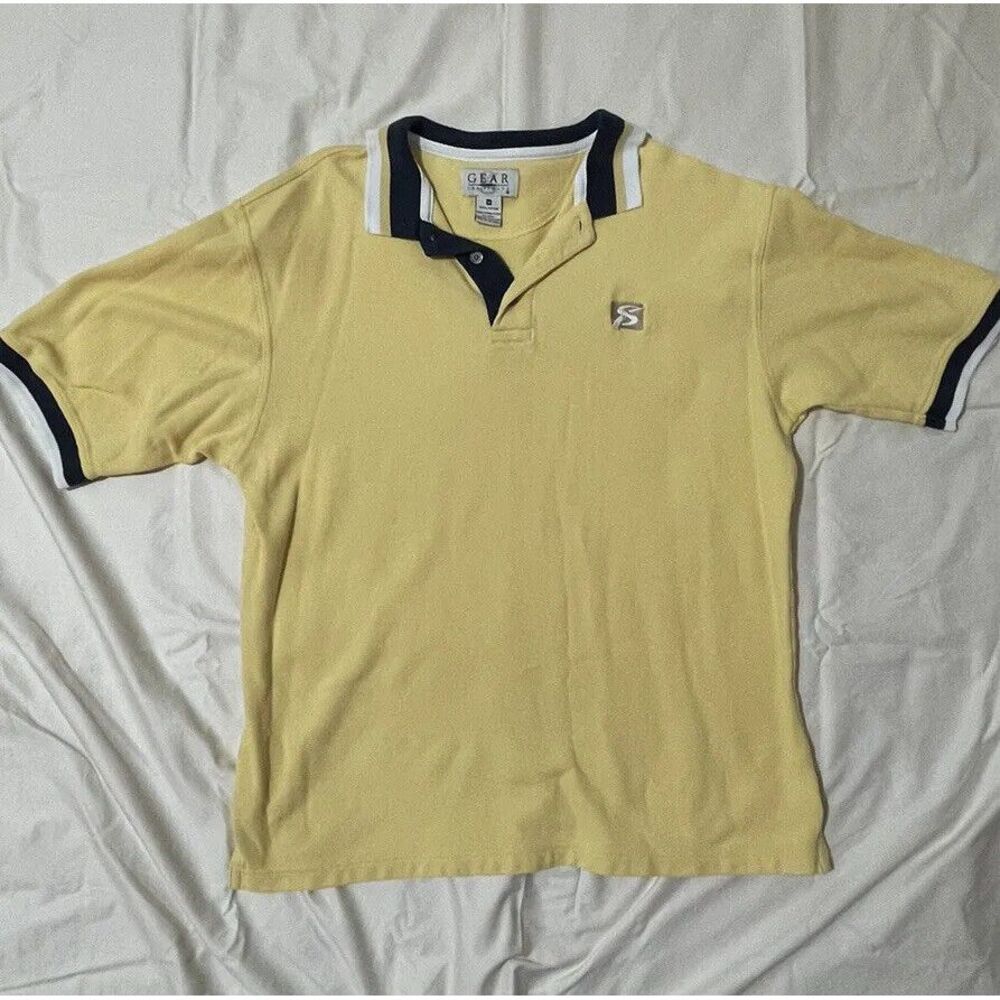 Gear For Sports Mens‎ Polo Shirt Size Large VINTAGE Yellow  Golf Logo 90's